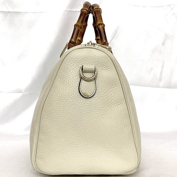 f 20585 3 Gucci 2way Bag Leather White Bamboo