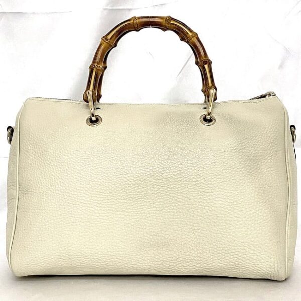 f 20585 4 Gucci 2way Bag Leather White Bamboo