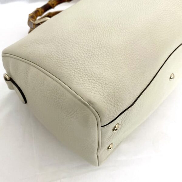 f 20585 6 Gucci 2way Bag Leather White Bamboo