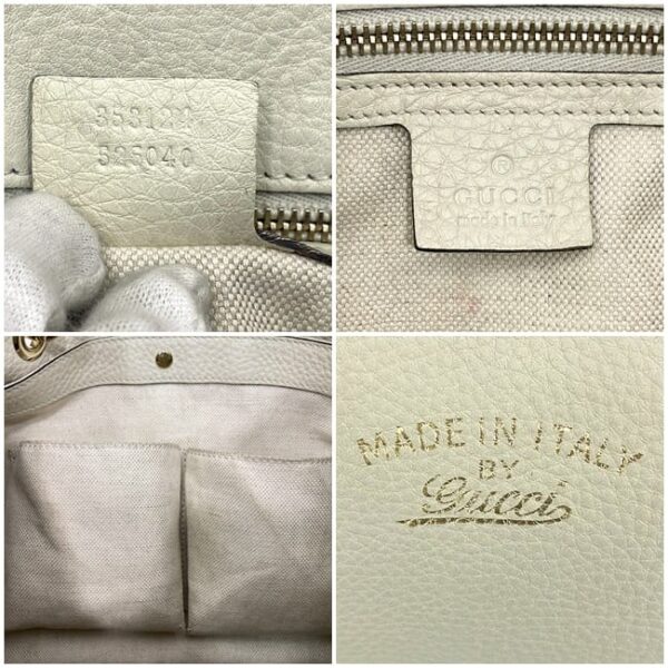 f 20585 9 Gucci 2way Bag Leather White Bamboo