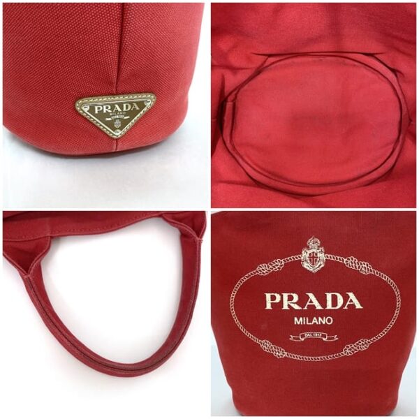 f 20892 8 Prada 2way Bag Canvas Leather Red