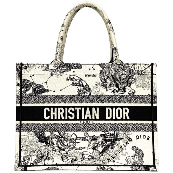 f 20986 1 Christian Dior Book Tote Canvas White Black