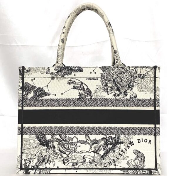 f 20986 3 Christian Dior Book Tote Canvas White Black