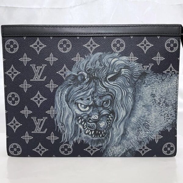 f 21124 7 Louis Vuitton Pochette Voyage Clutch Bag Monogram Canvas Navy