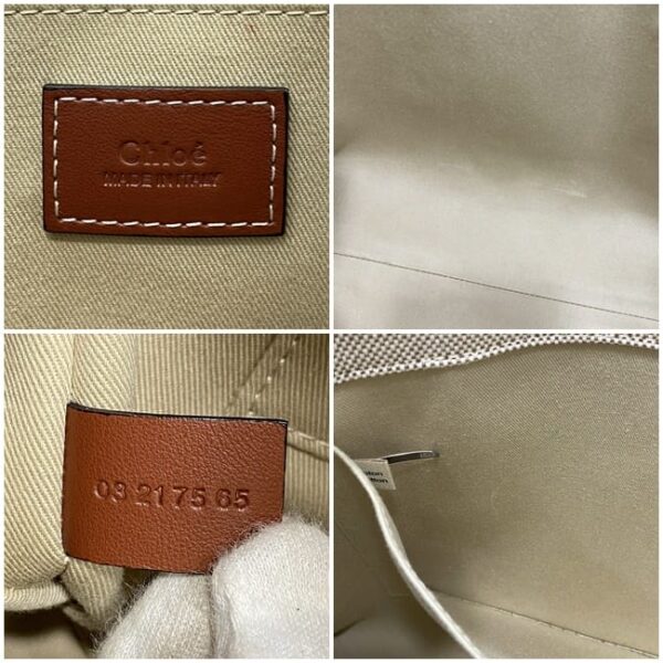 f 21140 8 Chloe Tote Bag Canvas Leather Beige White Brown