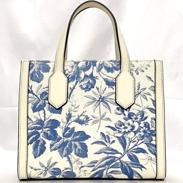 f 21163 002 Gucci 2way Bag GG Canvas Leather White Blue Flower