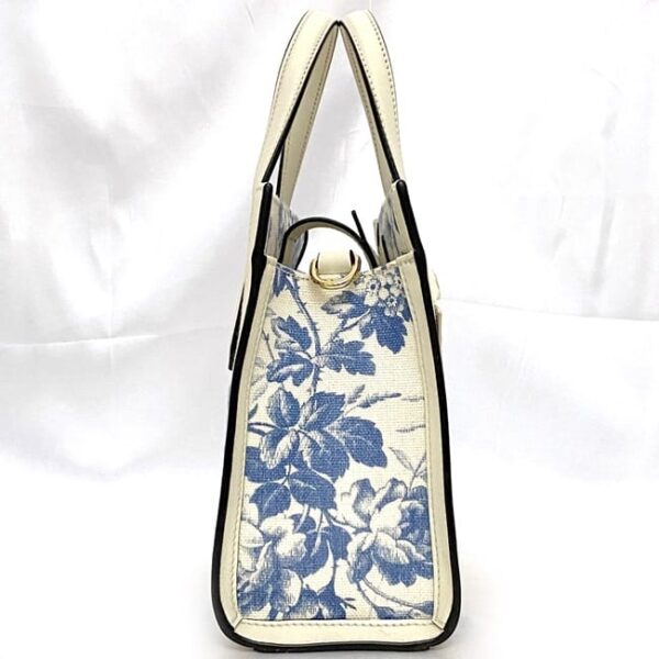 f 21163 003 Gucci 2way Bag GG Canvas Leather White Blue Flower