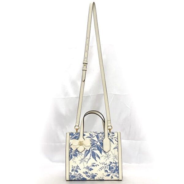 f 21163 004 Gucci 2way Bag GG Canvas Leather White Blue Flower