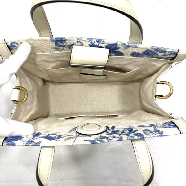 f 21163 005 Gucci 2way Bag GG Canvas Leather White Blue Flower