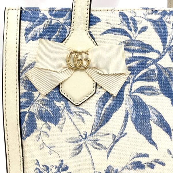 f 21163 007 Gucci 2way Bag GG Canvas Leather White Blue Flower