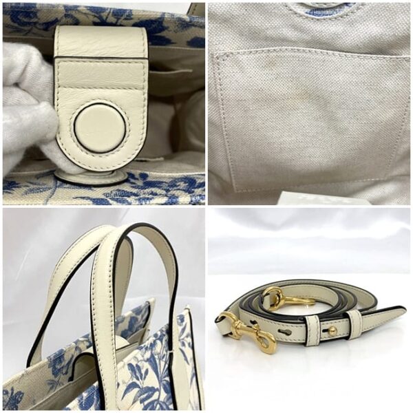 f 21163 009 Gucci 2way Bag GG Canvas Leather White Blue Flower