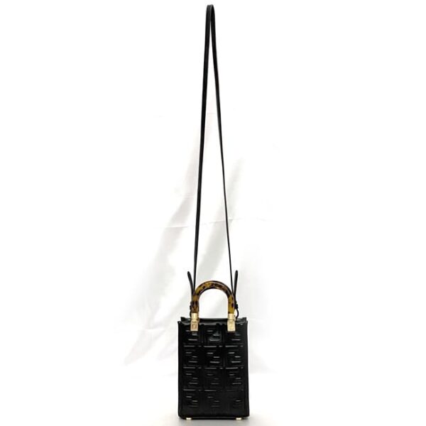 f 21250 5 Fendi Sunshine Mini 2way Bag Leather Black Tortoiseshell