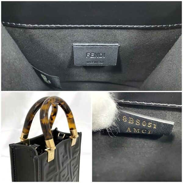 f 21250 8 Fendi Sunshine Mini 2way Bag Leather Black Tortoiseshell