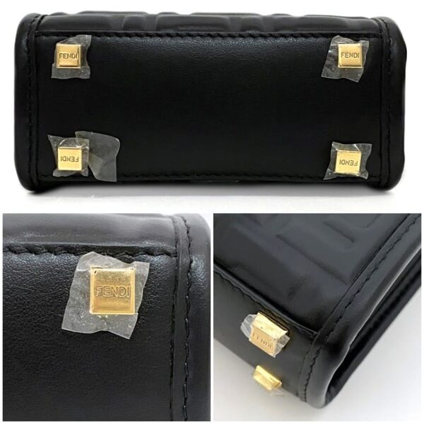 f 21250 9 Fendi Sunshine Mini 2way Bag Leather Black Tortoiseshell