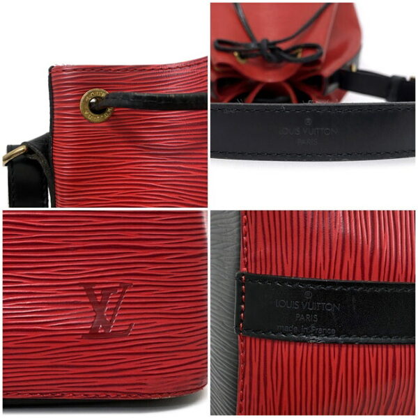 f13214 10 Louis Vuitton Petit Noe Drawstring Bag Epi Leather Red Black