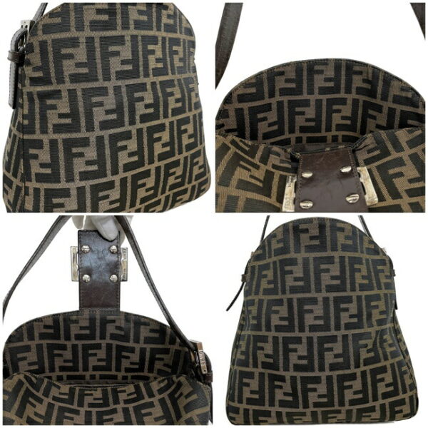 f13525 4 Fendi Mamma Bag Canvas Leather Bucket Brown