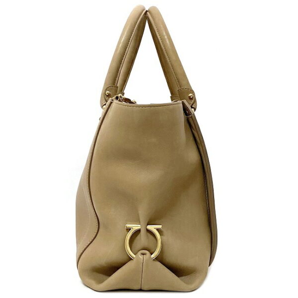 f15343 2 Salvatore Ferragamo 2way Bag Leather Beige