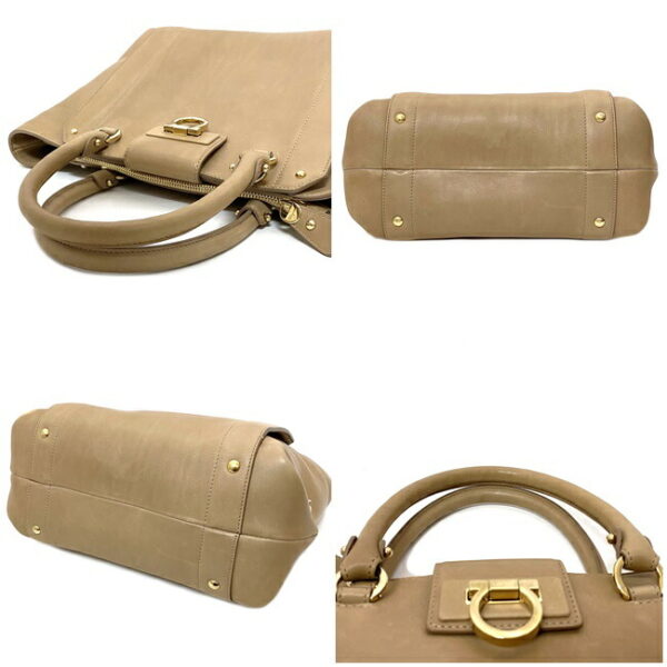 f15343 5 Salvatore Ferragamo 2way Bag Leather Beige