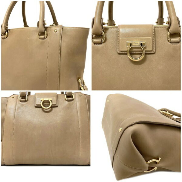 f15343 6 Salvatore Ferragamo 2way Bag Leather Beige