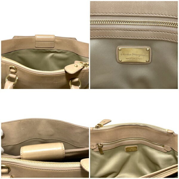 f15343 9 Salvatore Ferragamo 2way Bag Leather Beige