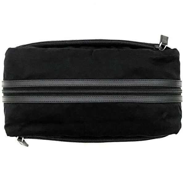 f15442 4 Prada Clutch Bag Nylon Leather Black