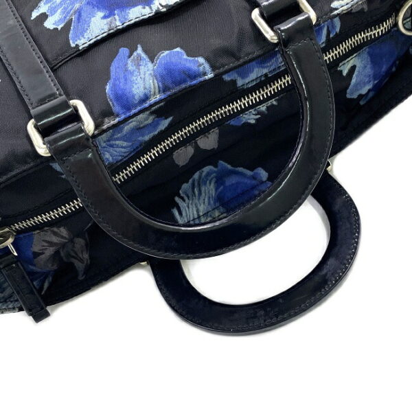 f15529 7 Prada 2way Bag Nylon Leather Black Blue