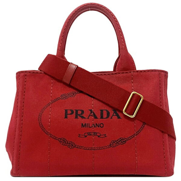 f16014 1 Prada 2way Bag Canvas Red