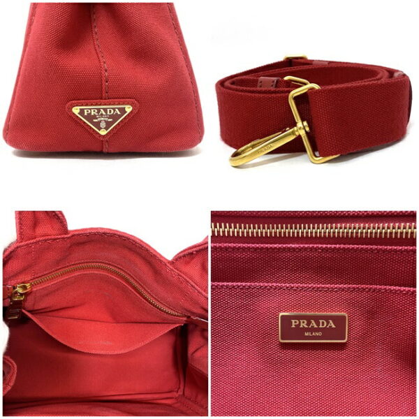 f16014 10 Prada 2way Bag Canvas Red