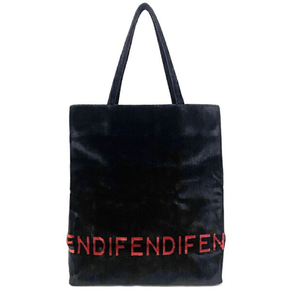 f16150 1 Fendi Tote Bag Corduroy Velor Black Red