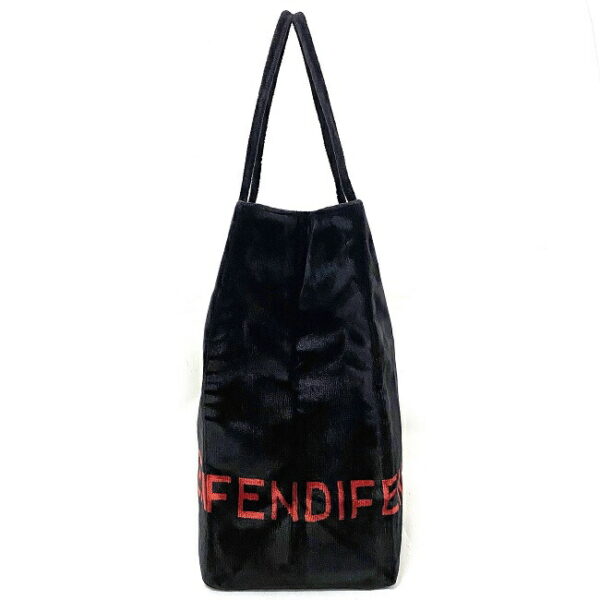 f16150 2 Fendi Tote Bag Corduroy Velor Black Red