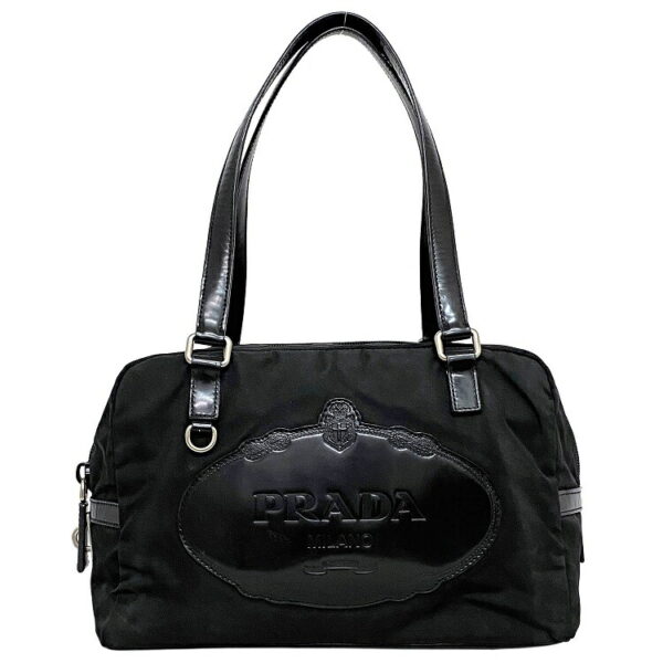 f16177 1 Prada Mini Bag Nylon Leather Black