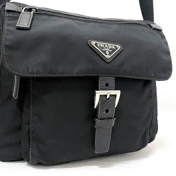 f16242 7 Prada Shoulder Bag Nylon Leather Black