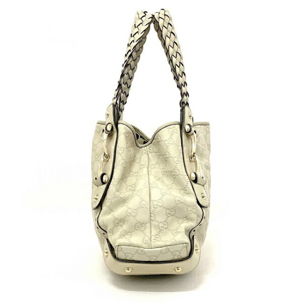 f16340 2 Gucci Horsebit Tote Bag Leather Beige White Ivory