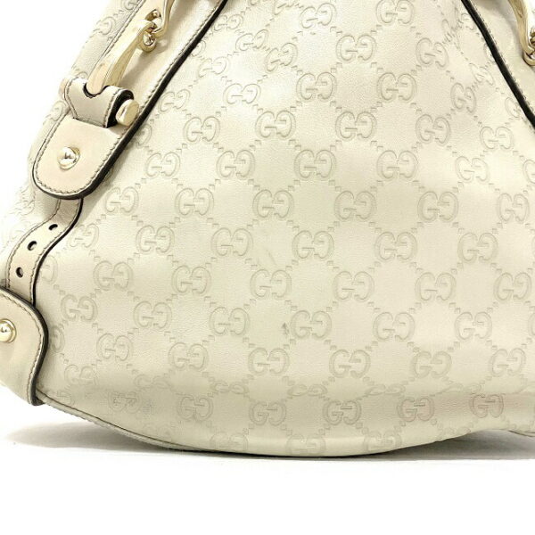 f16340 7 Gucci Horsebit Tote Bag Leather Beige White Ivory