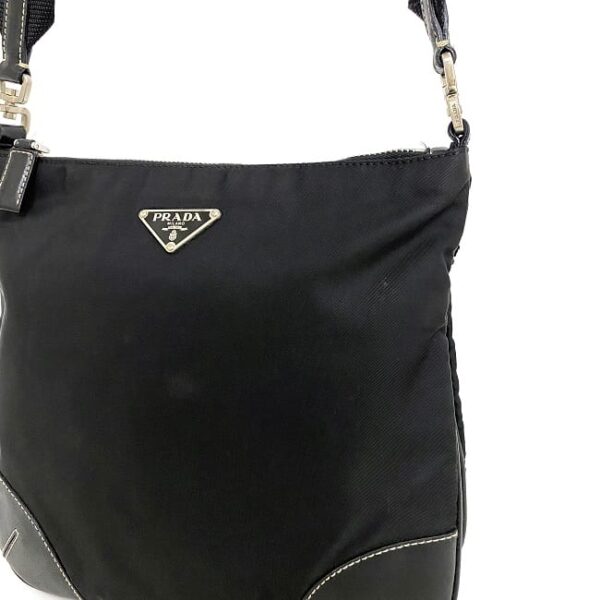 f16461 7 Prada Shoulder Bag Nylon Leather Black