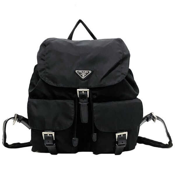 f16869 1 Prada Backpack Nylon Leather Black