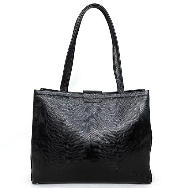 f16982 3 Salvatore Ferragamo Tote Bag Lizard Embossed Leather Black