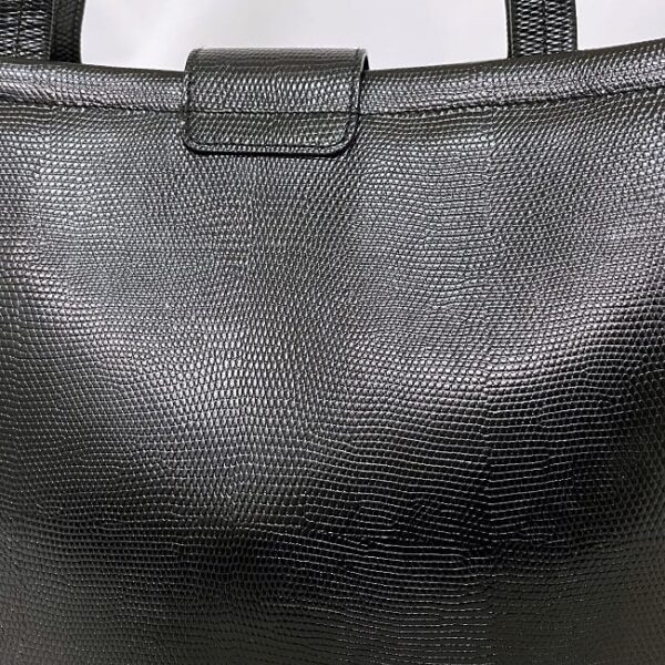 f16982 4 Salvatore Ferragamo Tote Bag Lizard Embossed Leather Black