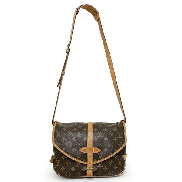 f17014 4 Louis Vuitton Saumur Crossbody Bag Monogram Canvas Brown Beige