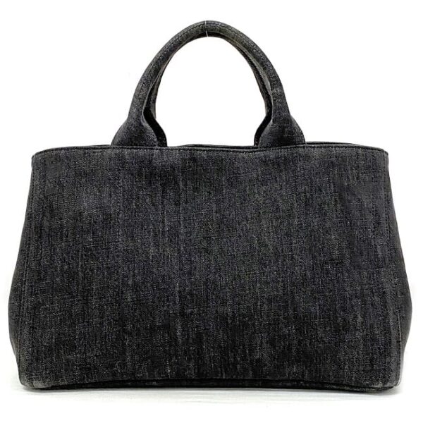 f17200 3 Prada Tote Bag Denim Canvas Gray Black