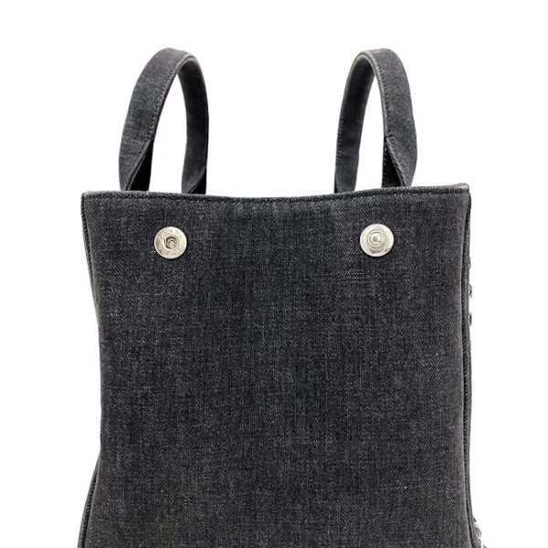 f17200 6 Prada Tote Bag Denim Canvas Gray Black