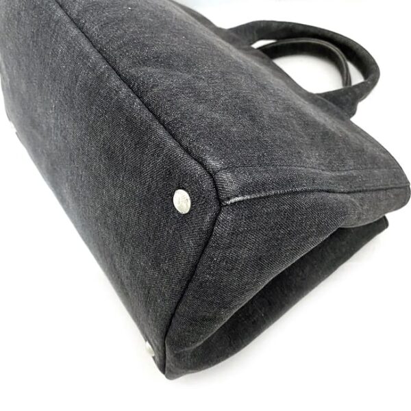 f17200 7 Prada Tote Bag Denim Canvas Gray Black