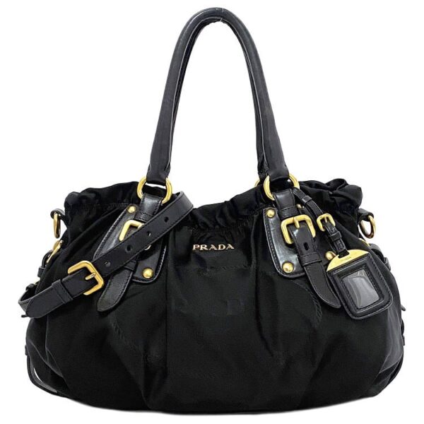 f17234 1 Prada 2way Bag Nylon Leather Black