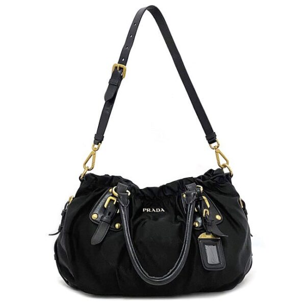 f17234 2 Prada 2way Bag Nylon Leather Black