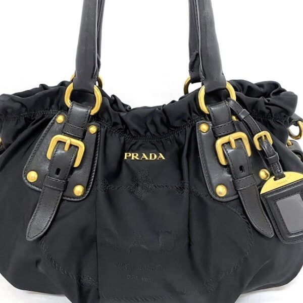 f17234 6 Prada 2way Bag Nylon Leather Black