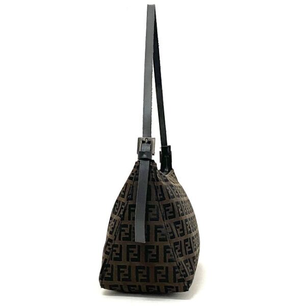 f17259 2 Fendi Shoulder Bag Canvas Leather Brown Black