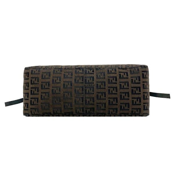 f17259 4 Fendi Shoulder Bag Canvas Leather Brown Black