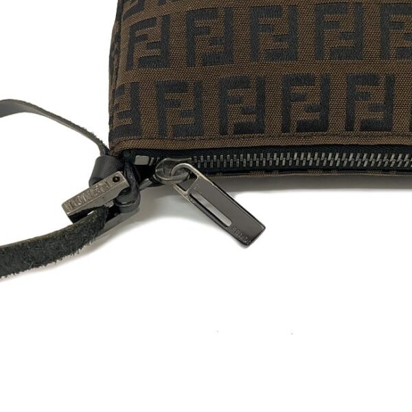 f17259 7 Fendi Shoulder Bag Canvas Leather Brown Black