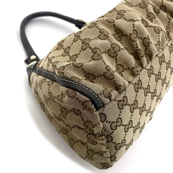 f17340 5 Gucci Shoulder Bag GG Leather Canvas Beige Brown