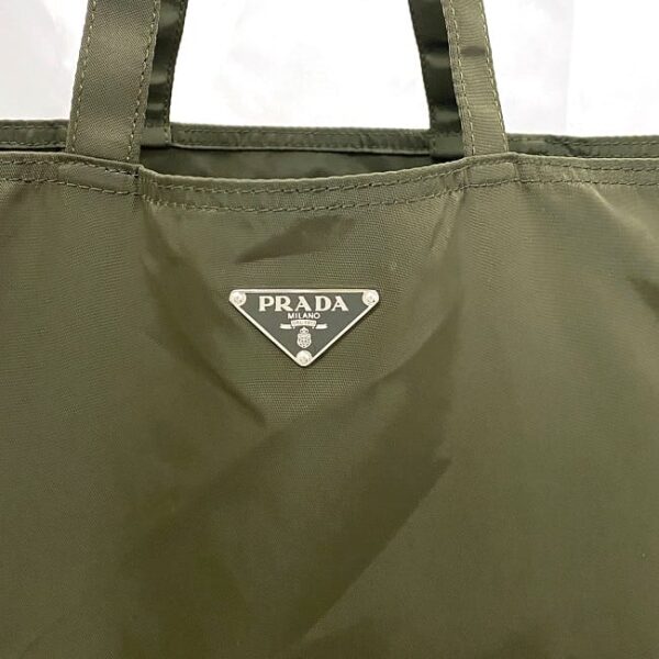 f17441 4 Prada Tote Bag Nylon Leather Khaki Multicolor